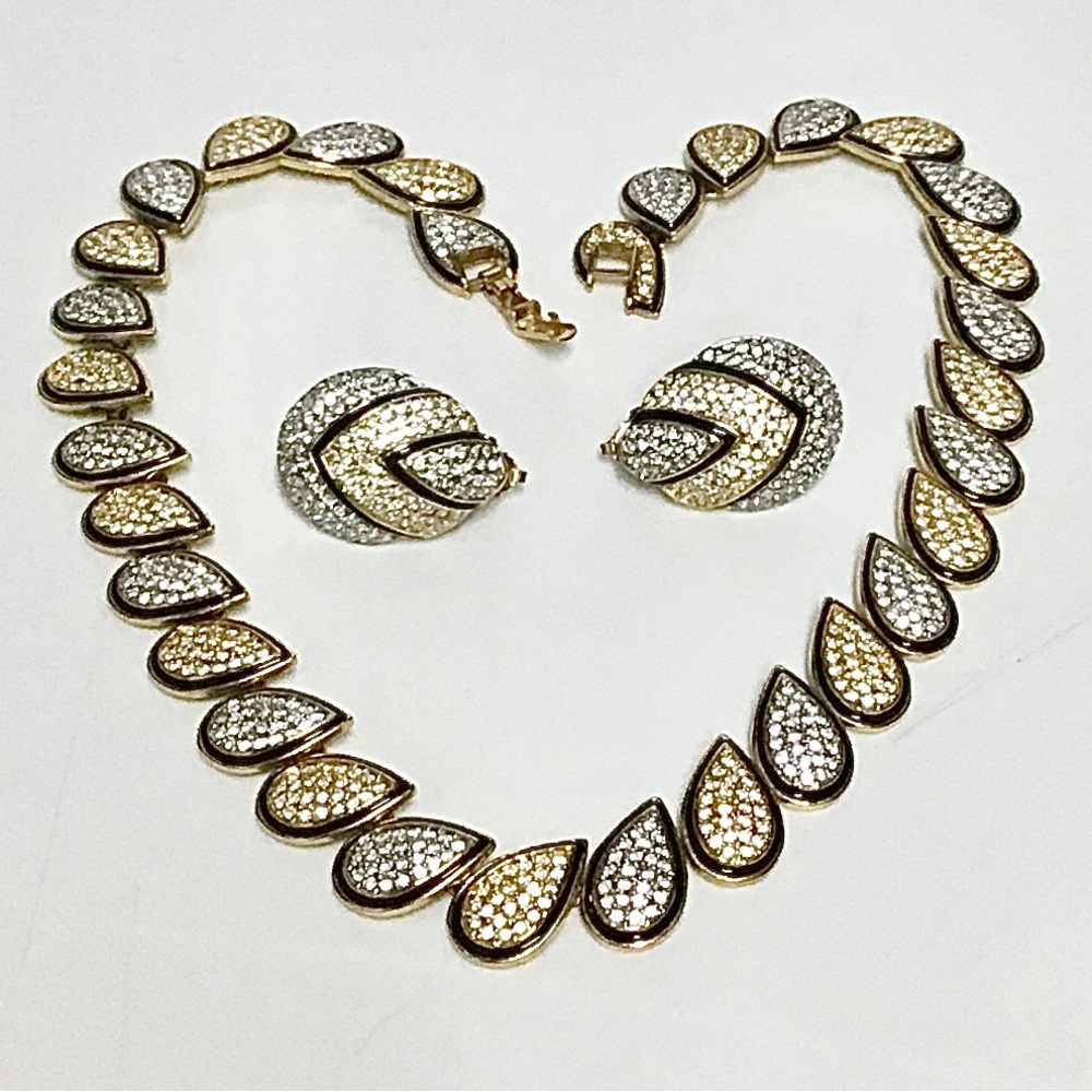 Vintage Butler FAC Fifth Avenue Collection Silver Gold Tone Necklace & Earrings